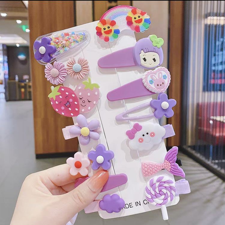 Hair Accessory 14 Cute Flower Hairpin Kids Hair Clip Cartoon Set