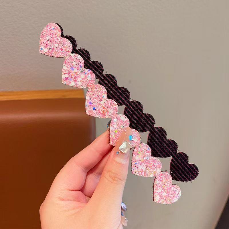 Kids Heart Forehead Bangs Flyaway Hair Gentle on Hair Velcro