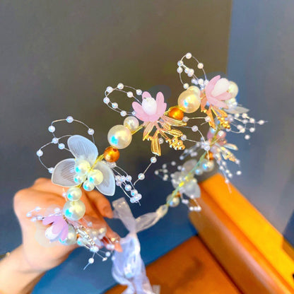 Kids Hair Accessory Girl Flower Pearl Head Accessory