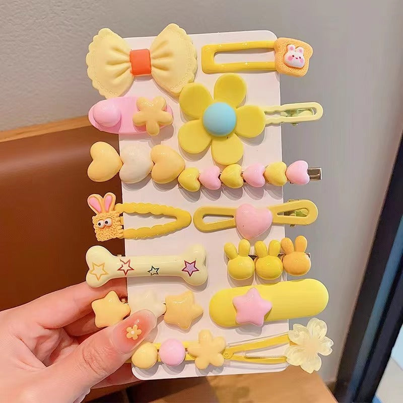 Hair Accessory 14 Cute Flower Hairpin Kids Hair Clip Cartoon Set